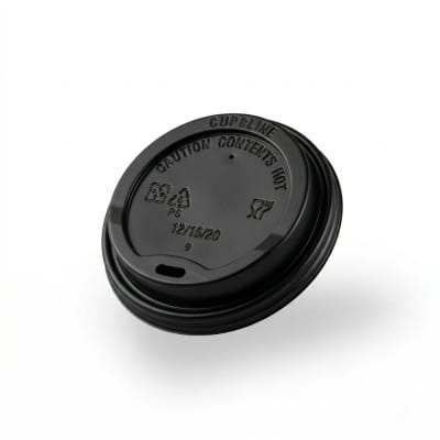 black dome lid for 10–24oz paper cup with sip opening
