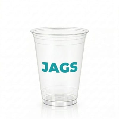16oz clear plastic cup with JAGS logo for cold drinks