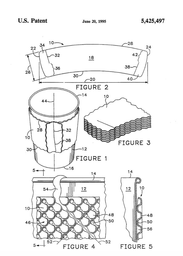 Jay Sorenson patented his coffee cup sleeve invention under the name, Java Jacket, back in 1993