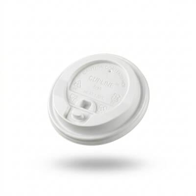 white reclosable lid for 8oz paper cup (white) with flip tab