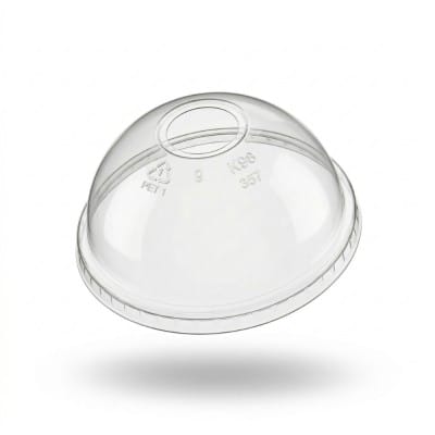 clear PET dome lid with straw hole for cold beverage cups USA