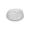 A transparent, round plastic lid with a small tab for easy opening.