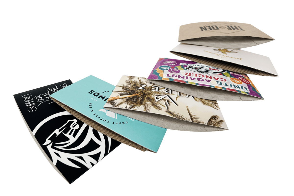 Coffee cup sleeves customized with branding