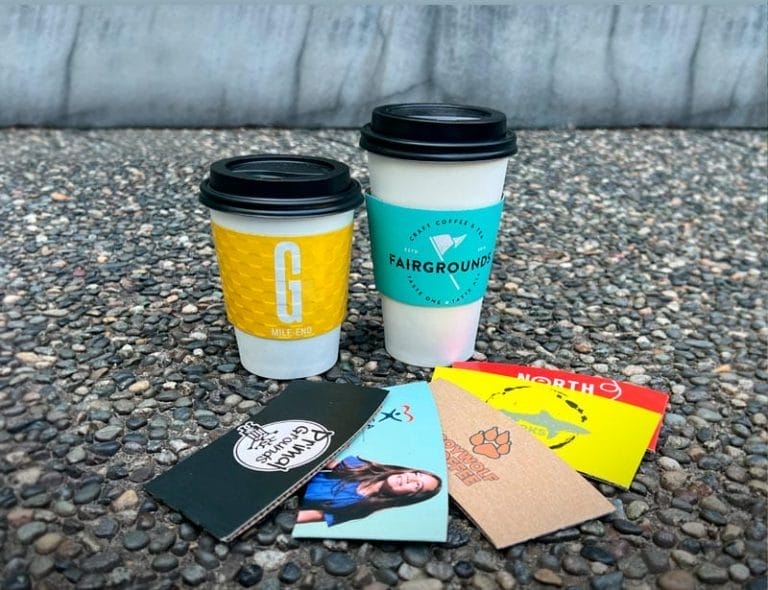 Printed full color om custom coffee sleeves