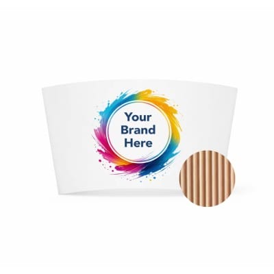 Premium custom corrugated coffee cup sleeve with full color branding and ripple insulation texture