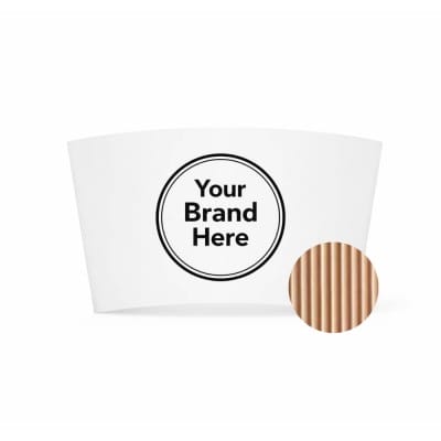 Custom corrugated coffee cup sleeve with placeholder branding and textured ripple insulation design