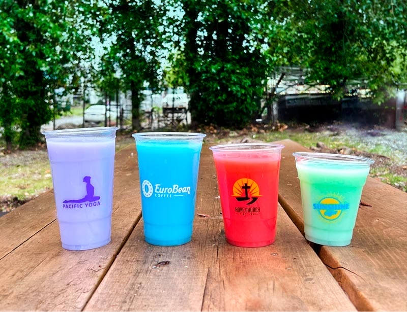 Disposable plastic printed cold cups