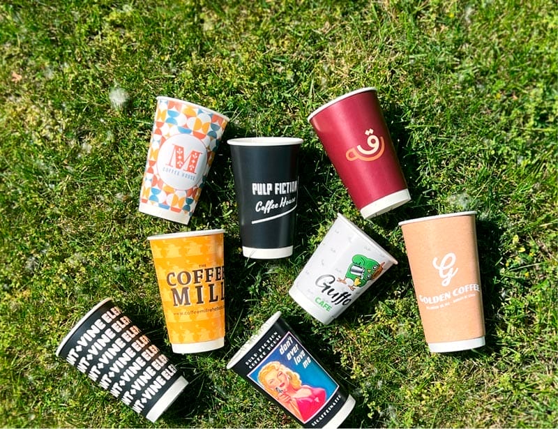 Assortment of double wall paper cups