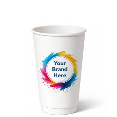 16oz double wall paper cup with colorful custom logo print