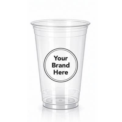 20 oz clear plastic cup for cold drinks with custom logo printing